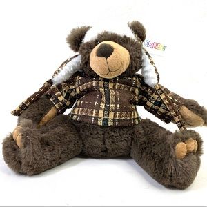 Dollibu Bear with Plaid Outfit Stuffed Animal Plush.